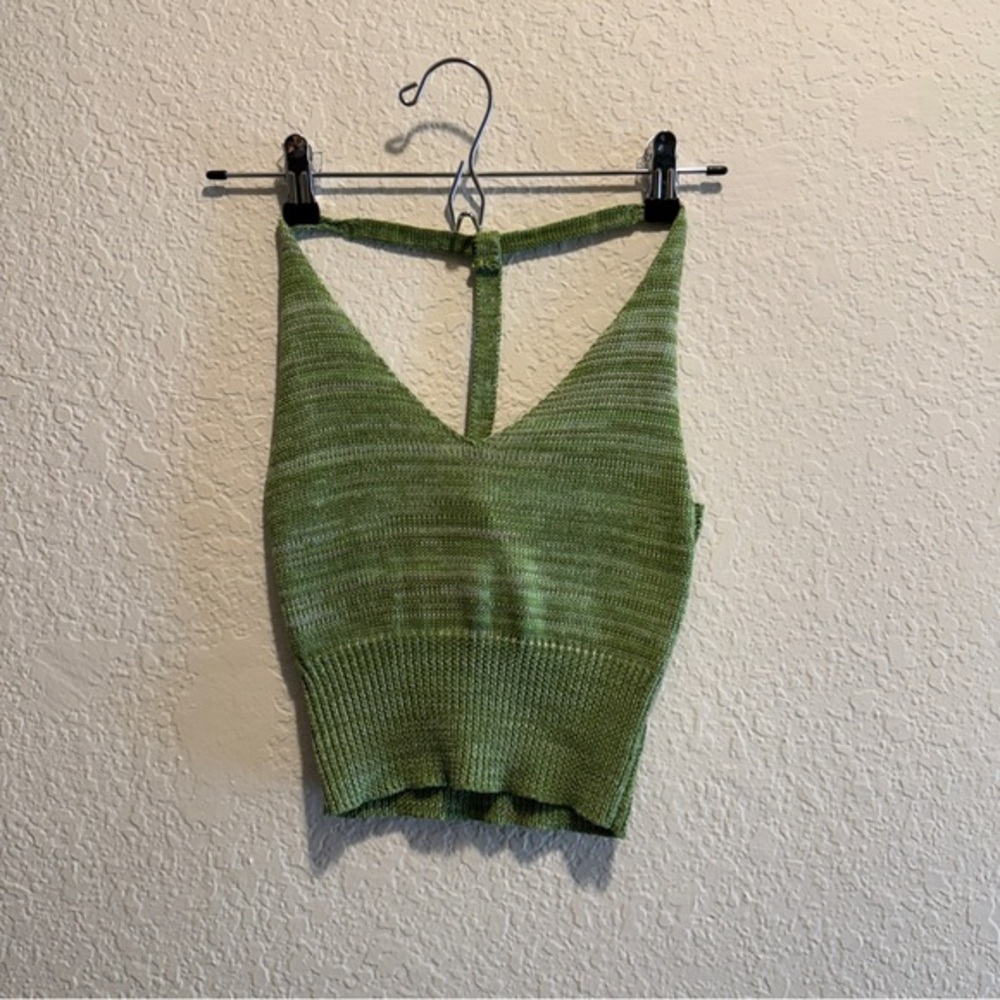 Sans Souci Green Knit Halter Tank Top